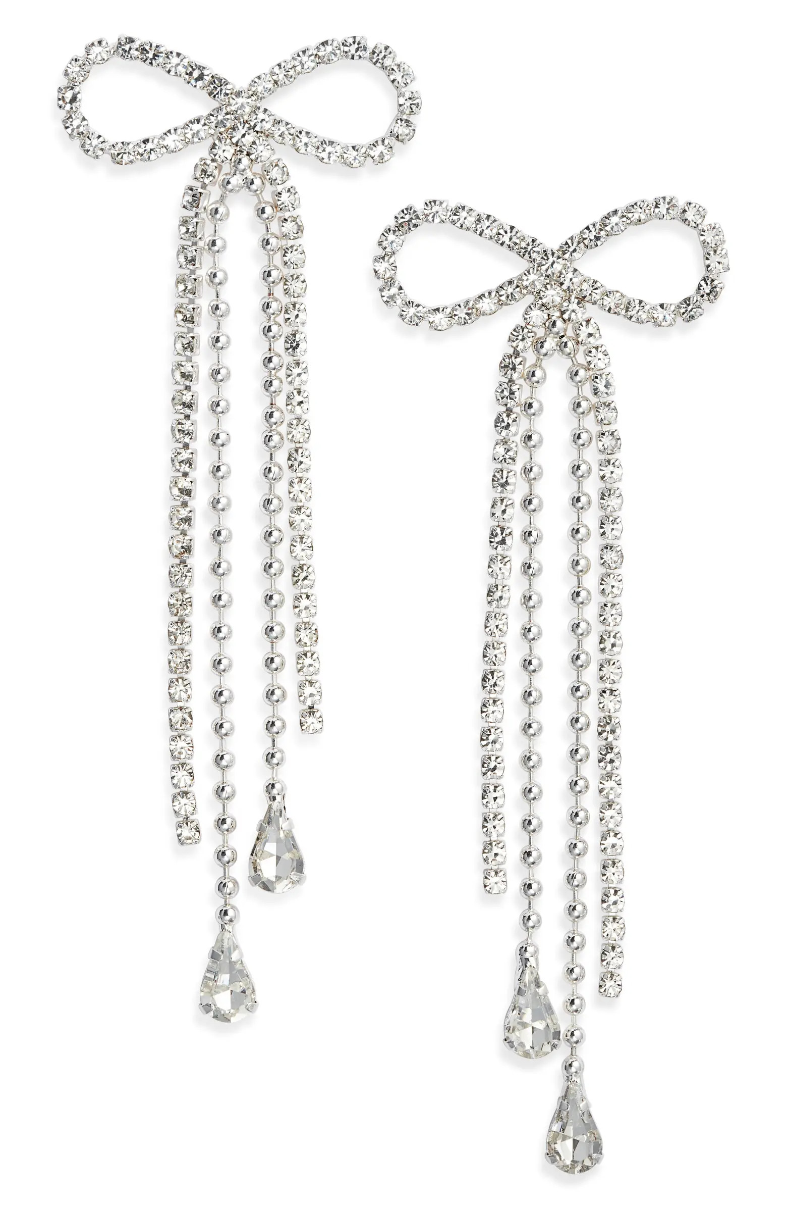 Open Edit Stone Crystal Bow Drop Earrings | Nordstrom | Nordstrom