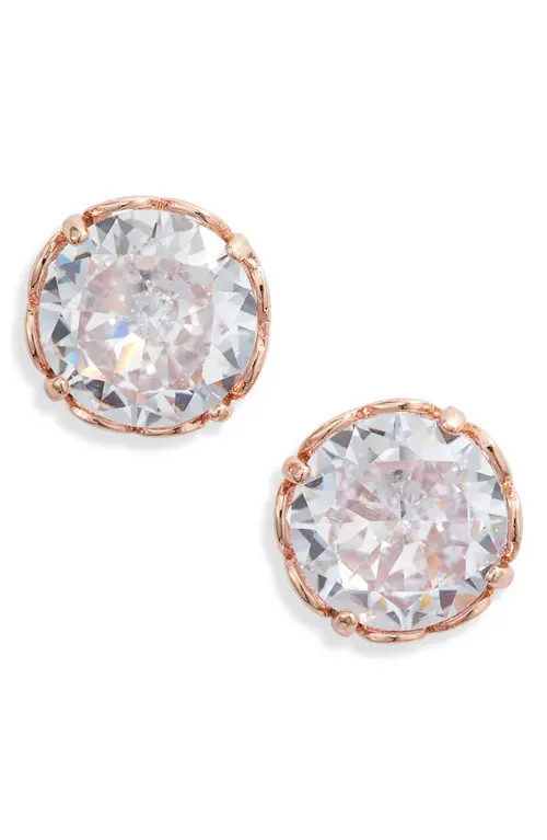 kate spade new york that sparkle round stud earrings in Clear/Rose Gold at Nordstrom | Nordstrom
