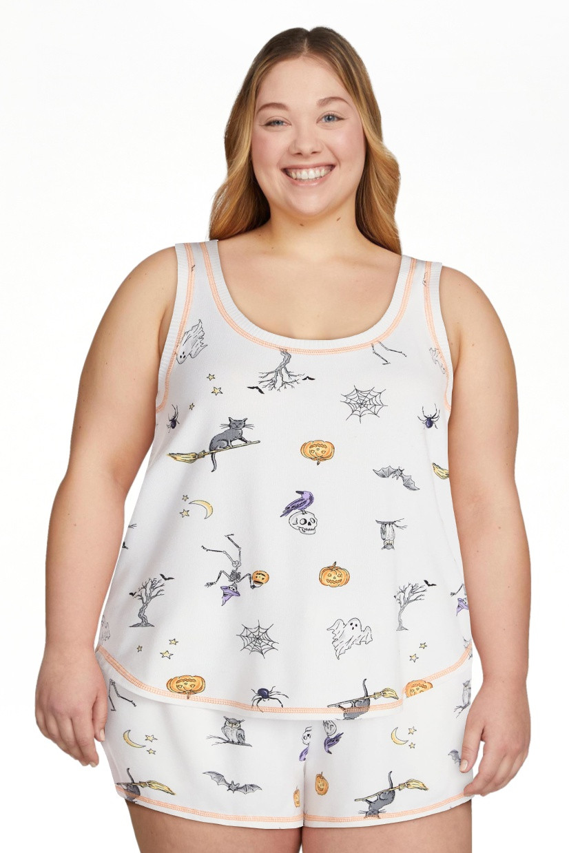 Halloween Women's Hacci Knit Tank Top and Shorts Pajama Set from Way to Celebrate, 2-Piece, Sizes... | Walmart (US)