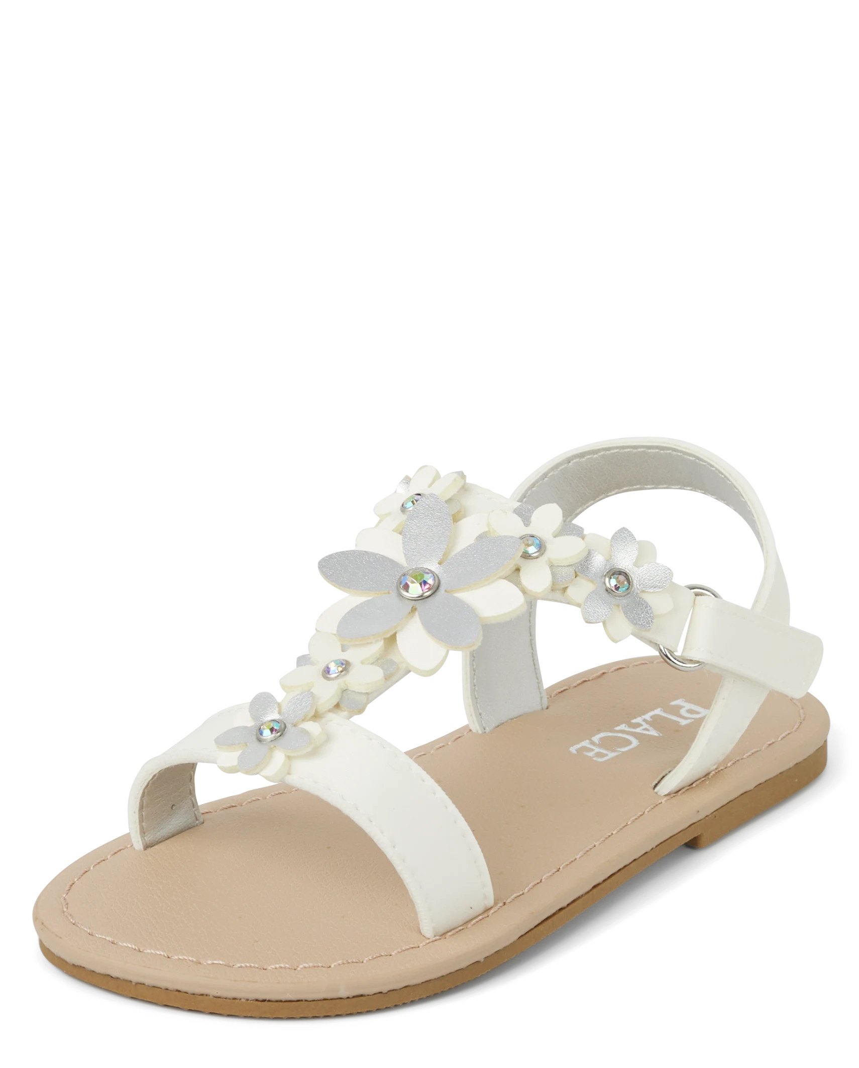 Toddler Girls Metallic Floral Gladiator Sandals | The Children's Place  - WHITE | The Children's Place