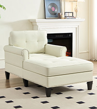 Mjkone Chaise Lounge Sofa Couch,Linen Chaise Sofa Bed Bench with Tufted Back,Mid-Century Sleeper ... | Amazon (US)