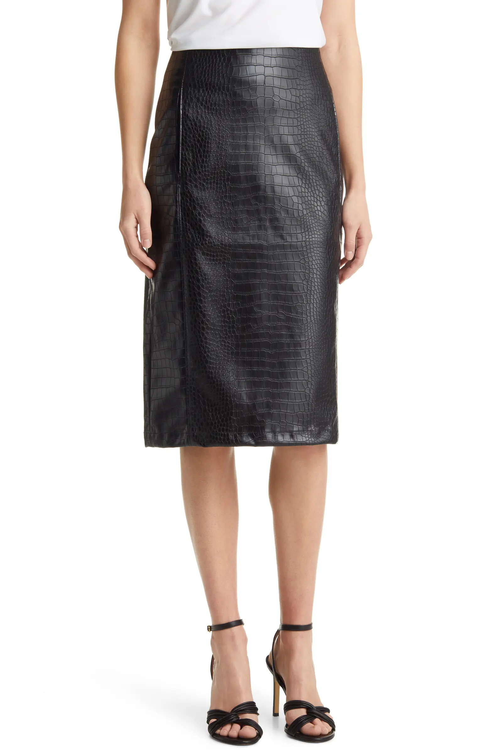 Halogen® Croc Embossed Faux Leather Pencil Skirt | Nordstrom | Nordstrom