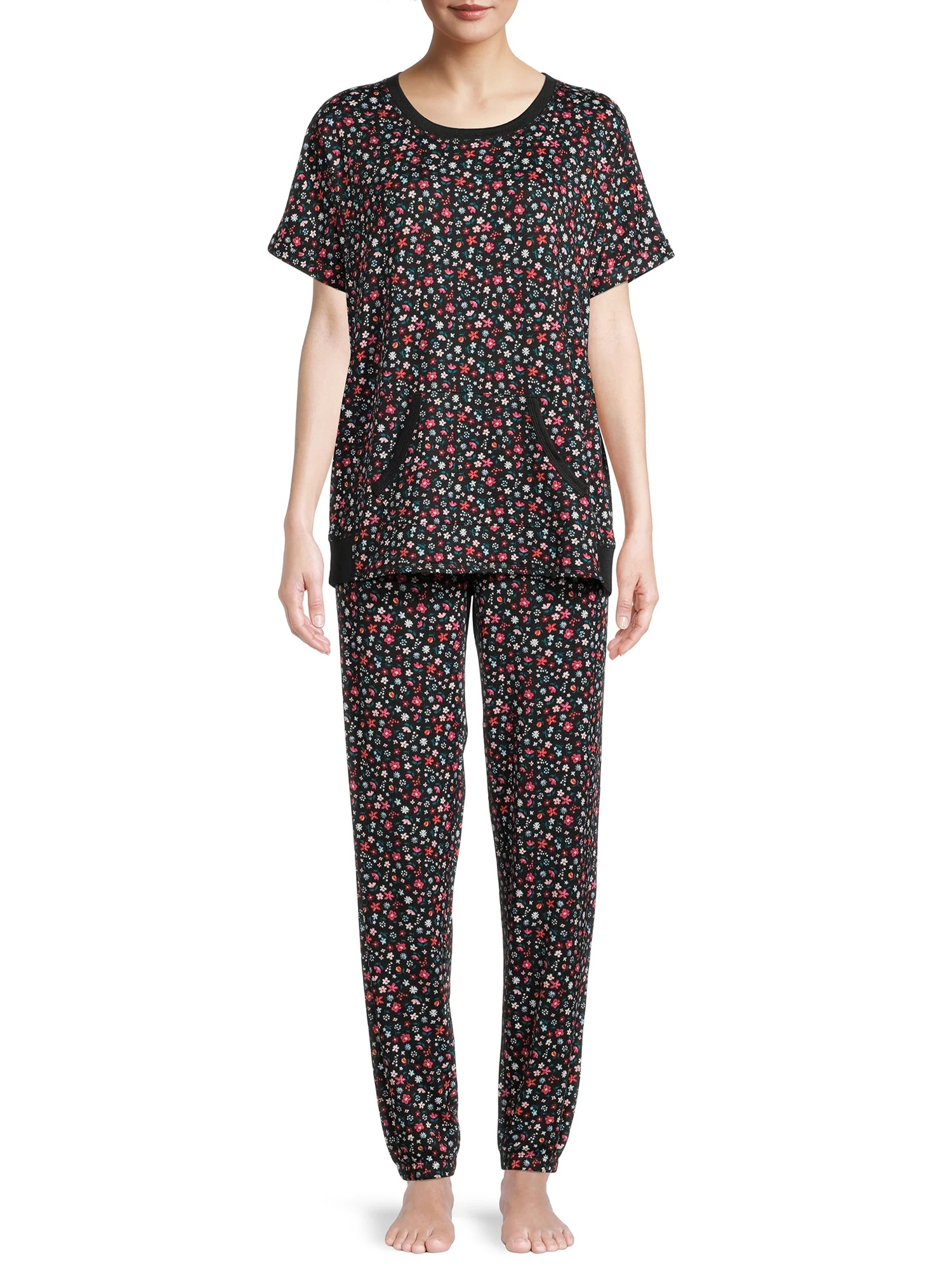 Secret Treasures Women's and Women's Plus Mother's Day Short Sleeve Top and Joggers with Makeup B... | Walmart (US)