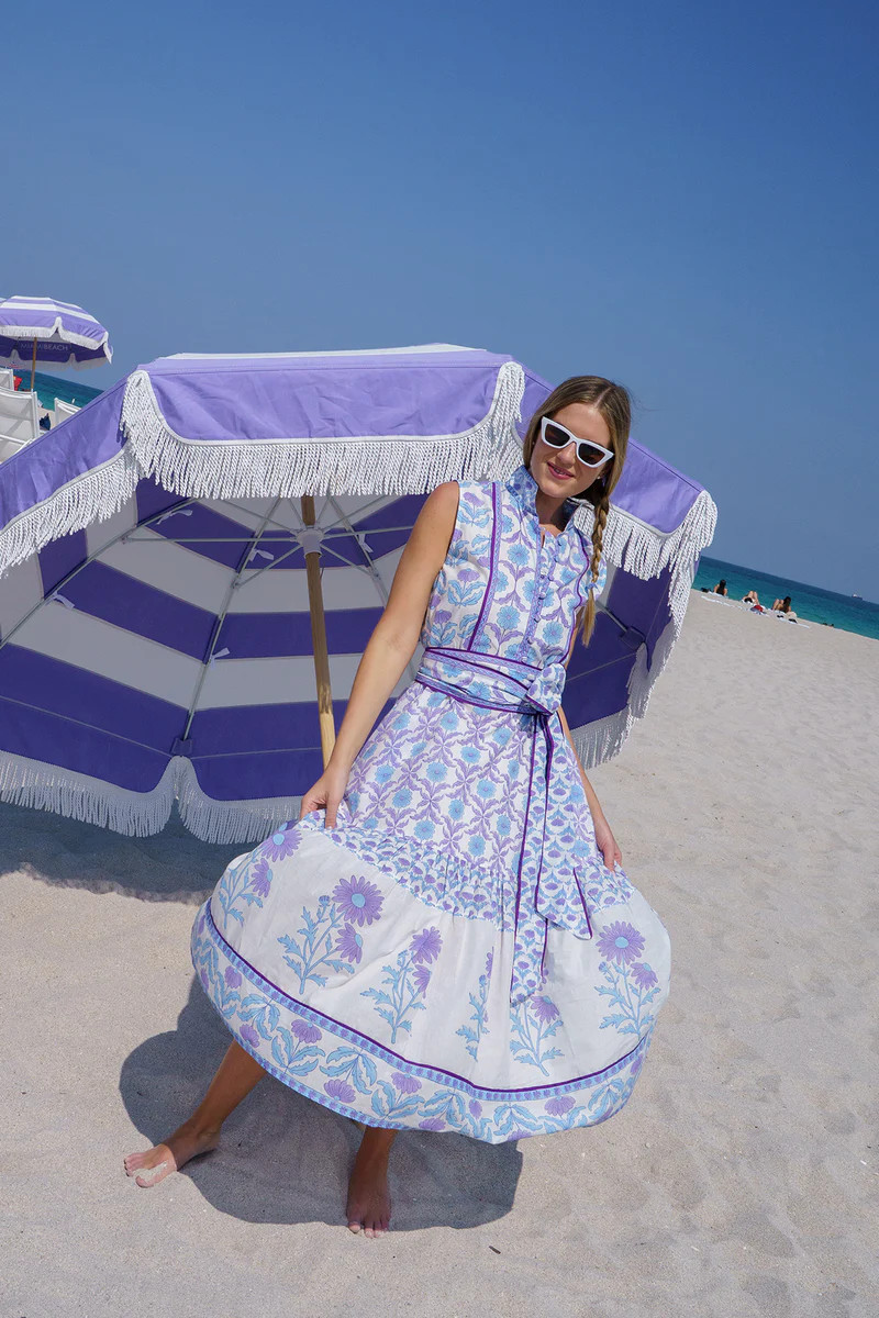 Sleeveless SUE SARTOR Flounce | Periwinkle Daisy | SUE SARTOR