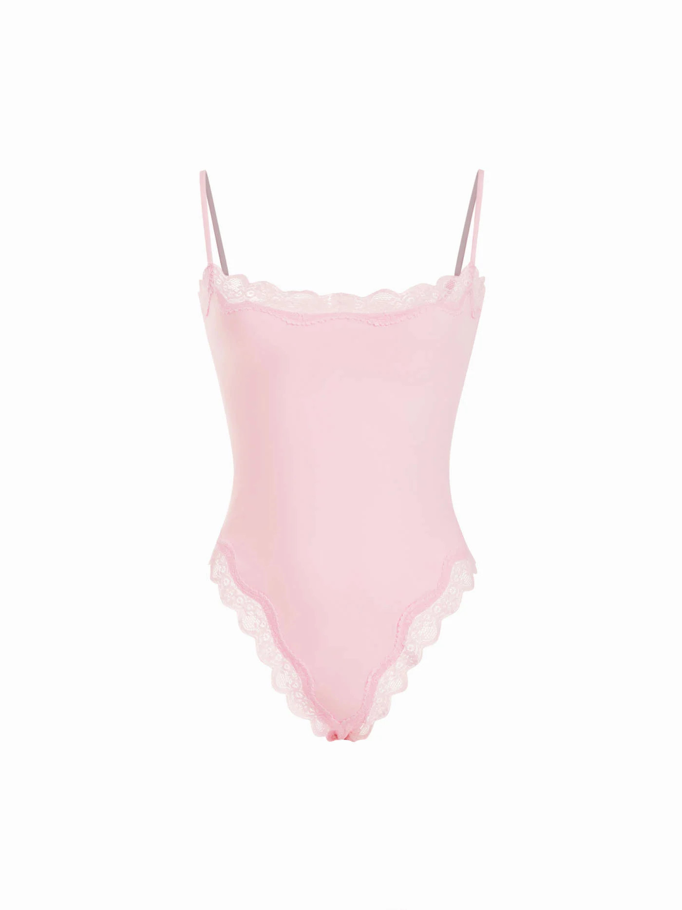 Jersey Jersey Square Neck Lace Trim Bodysuit For Date Bedroom | Cider