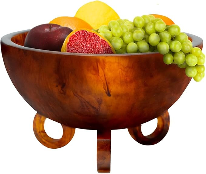 Folkulture Fruit Bowl for Kitchen Counter, 9" Resin Decorative Bowl for Fall Table Decor, Fall Ce... | Amazon (US)