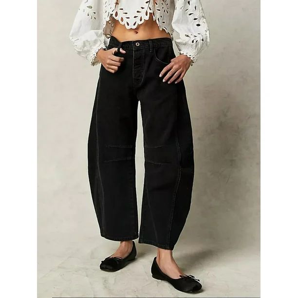 Boiiwant Women Jeans Fashion Mid-Rise Barrel Denim Pants Spring Fall Straight Leg Jeans Loose Was... | Walmart (CA)