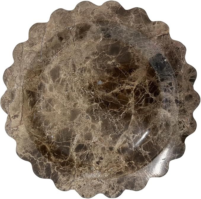 Marble Tray Round Scalloped Tray Small Serving Platter for Counter, Bathroom, Kitchen, Nightstand... | Amazon (US)