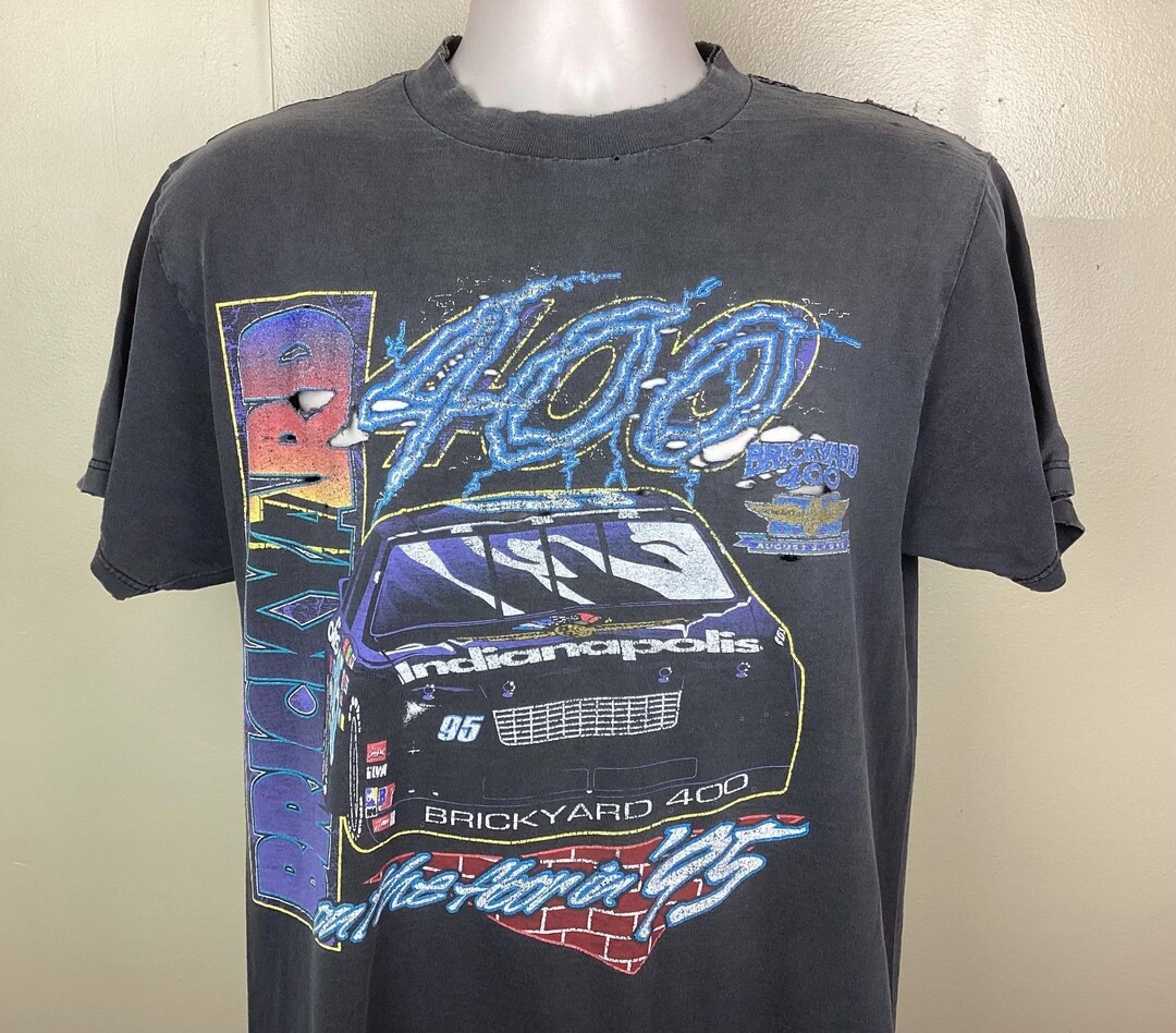 Vtg 1995 Brickyard 400 T-Shirt Faded Black M 90s Distressed Trashed Nascar Race Car Auto Racing M... | Etsy (US)