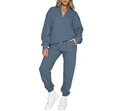 Aleumdr Women 2 Piece Outfits Sweatsuit Oversized Half Zip Pullover Long Sleeve Sweatshirt Jogger... | Amazon (US)