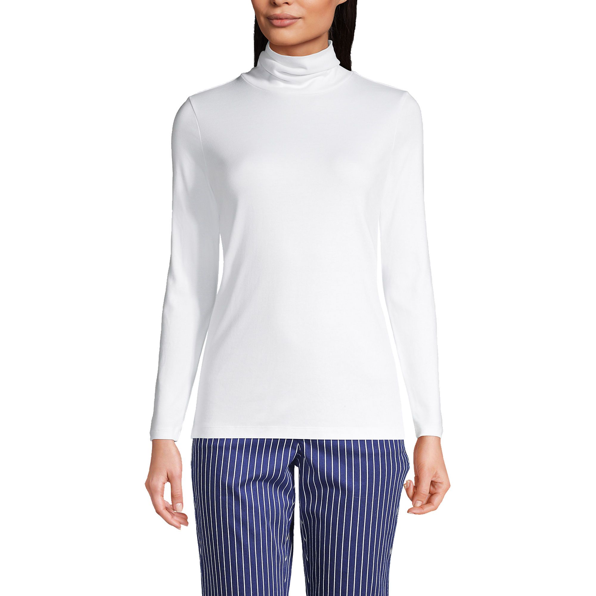 Women's Supima Cotton Long Sleeve Turtleneck | Lands' End (US)