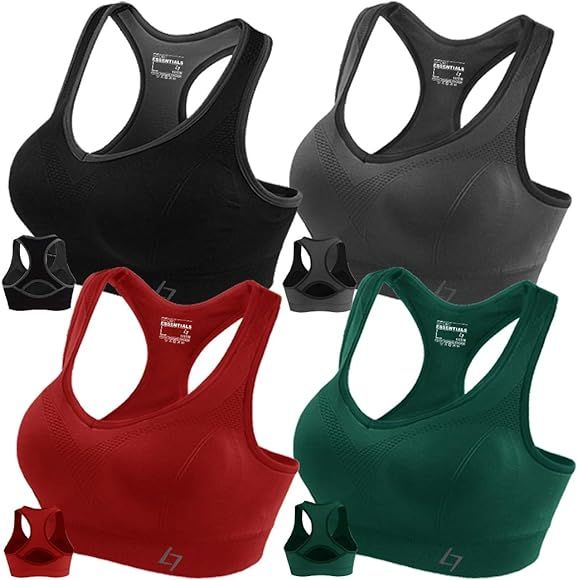 Racerback Sports Bras for Women- Padded Seamless High Impact Support for Yoga Gym Workout Fitness | Amazon (US)