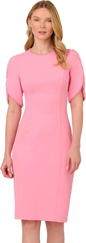 Adrianna Papell Women's Knit Crepe Pearl Midi Dress | Amazon (US)