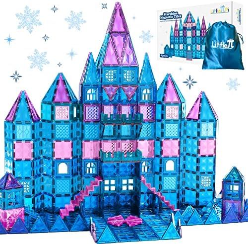 102pcs Frozen Princess Castle Magnetic Tiles Building Blocks - 3D Diamond Magnetic Blocks, STEM E... | Amazon (US)