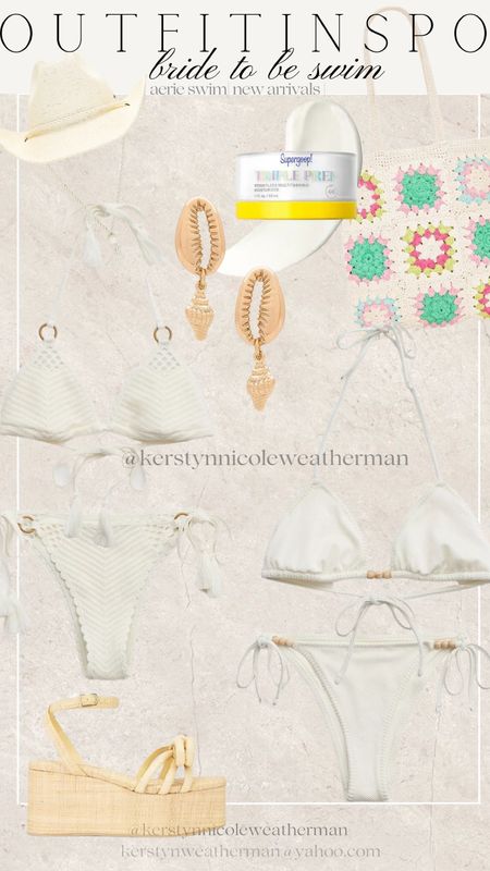 Bride to be | white swim suits for bachelorette party! Part of the AERIE sale! Suits are under $40! 

#LTKswim #LTKtravel #LTKU