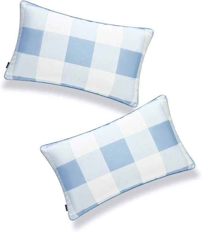 Hofdeco Coastal Patio Indoor Outdoor Lumbar Pillow Cover ONLY for Backyard, Couch, Sofa, Black Bu... | Amazon (CA)