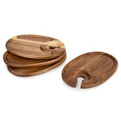 Collette French Country Brown Acacia Wood Wine Appetizer Tray - Set of 4 | Kathy Kuo Home