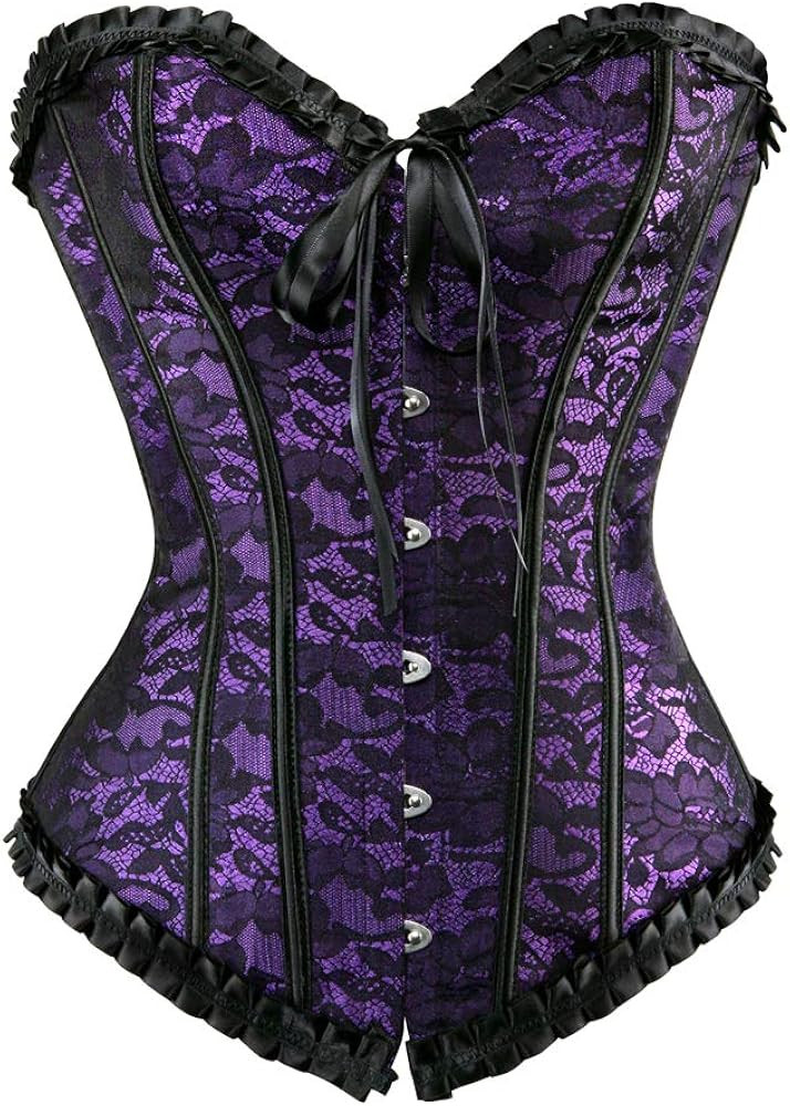 frawirshau Corsets for Women Floral Overbust Corset Bustier Lingerie Top | Amazon (US)