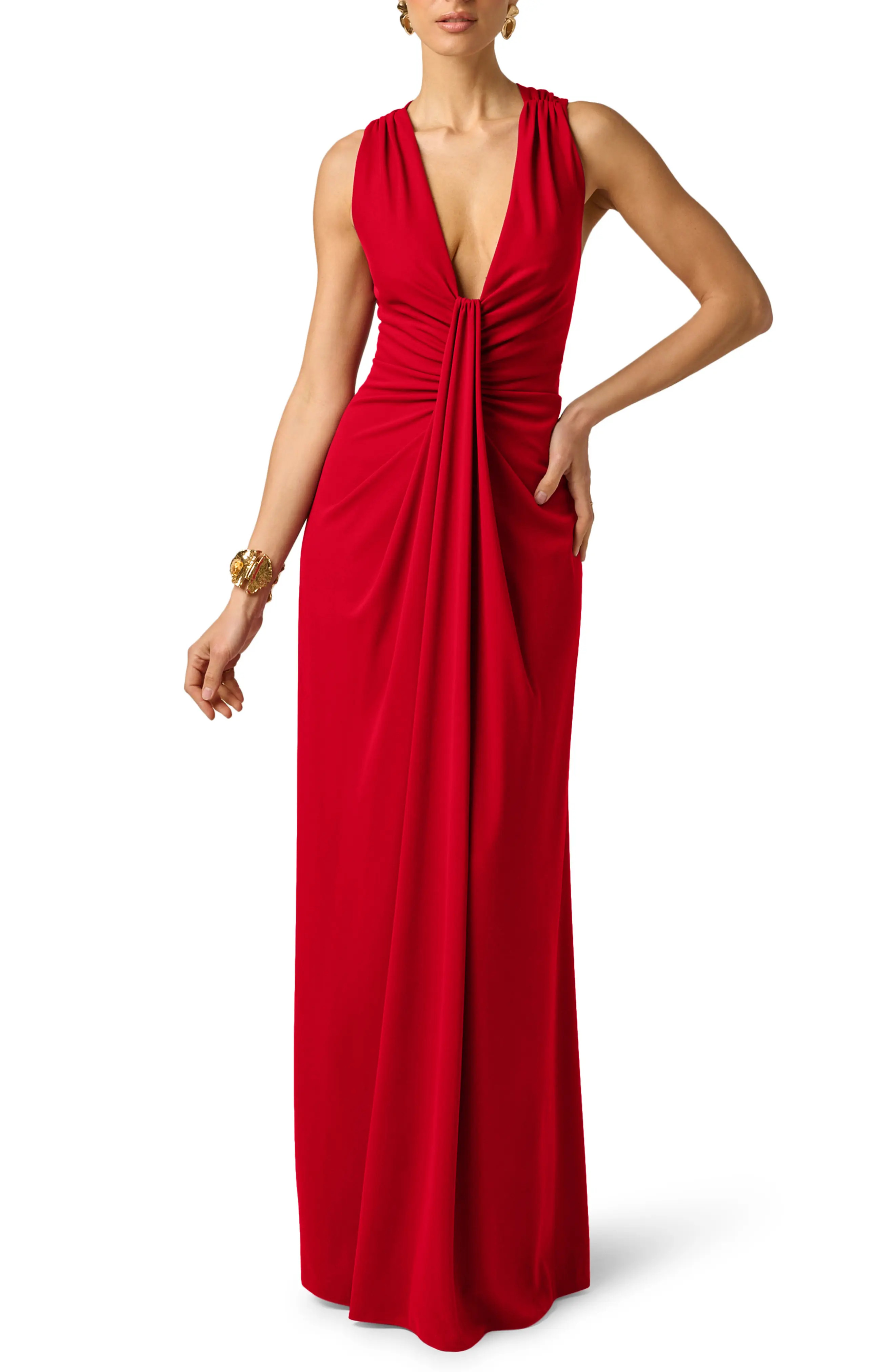 Adrianna Papell Ruched Drape Sleeveless Jersey Gown (Women) | Nordstrom | Nordstrom