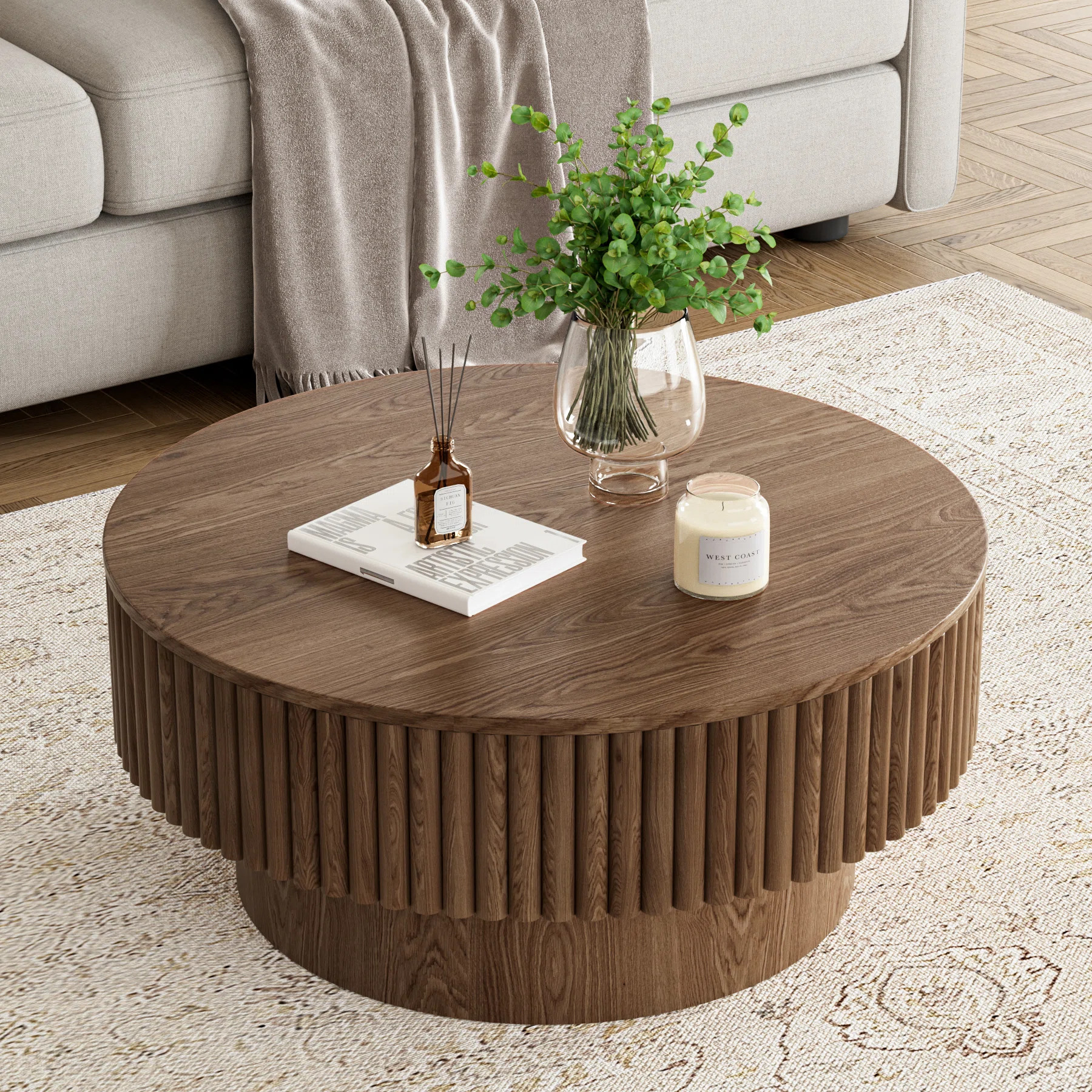 Latitude Run® Round Drum Coffee Table with Storage & Reviews | Wayfair | Wayfair North America