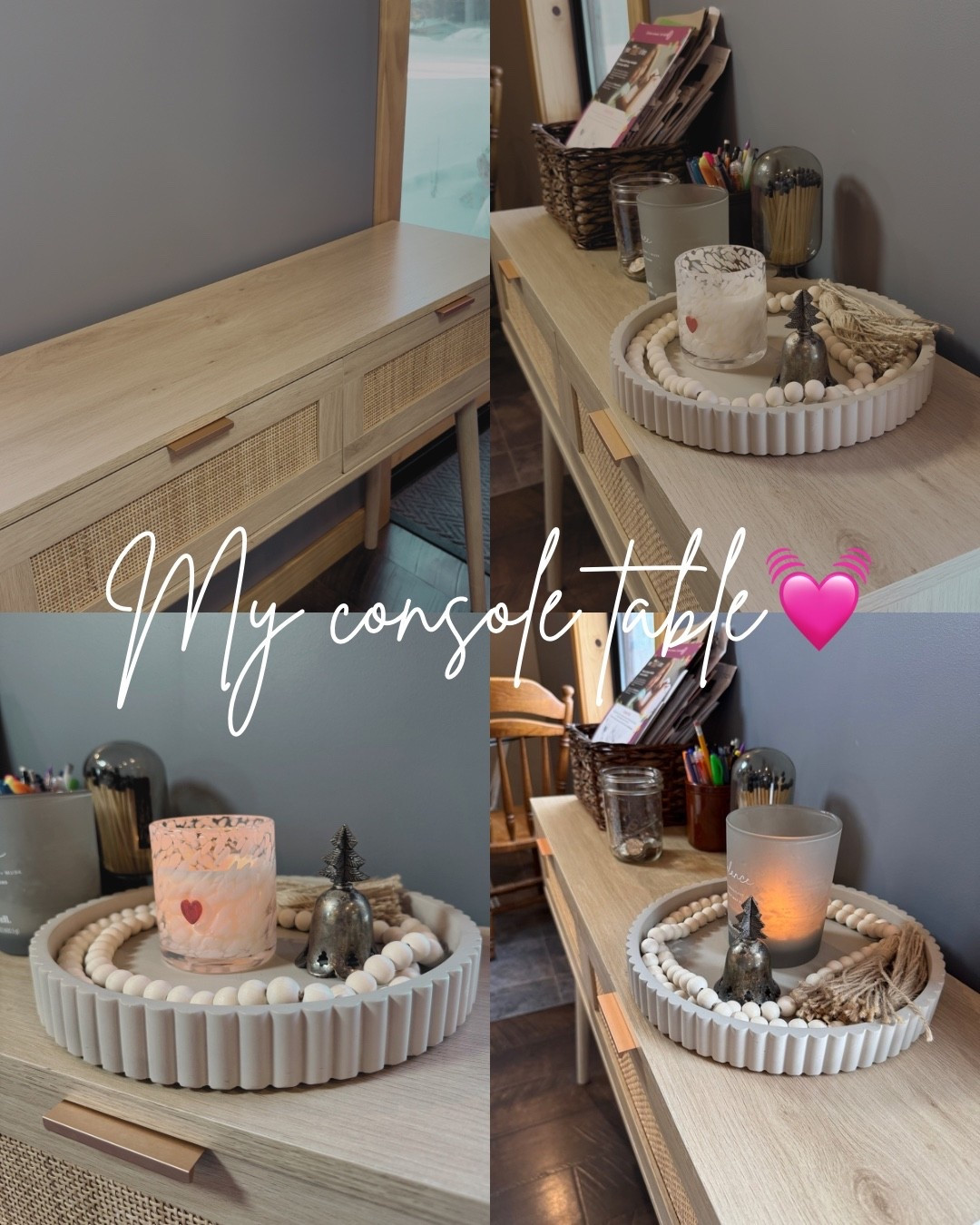 The cutest console table that happens to fit perfectly by our sliding glass door! Perfect for small spaces 💓 #consoletable #buffettable #sideboard #midcentury #amazonhome

#LTKHome