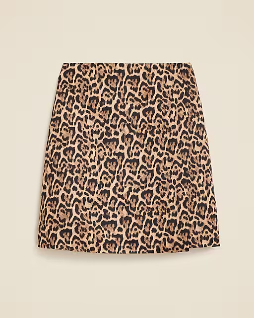 Leopard-print wrap skirt in duchesse satin | J. Crew US