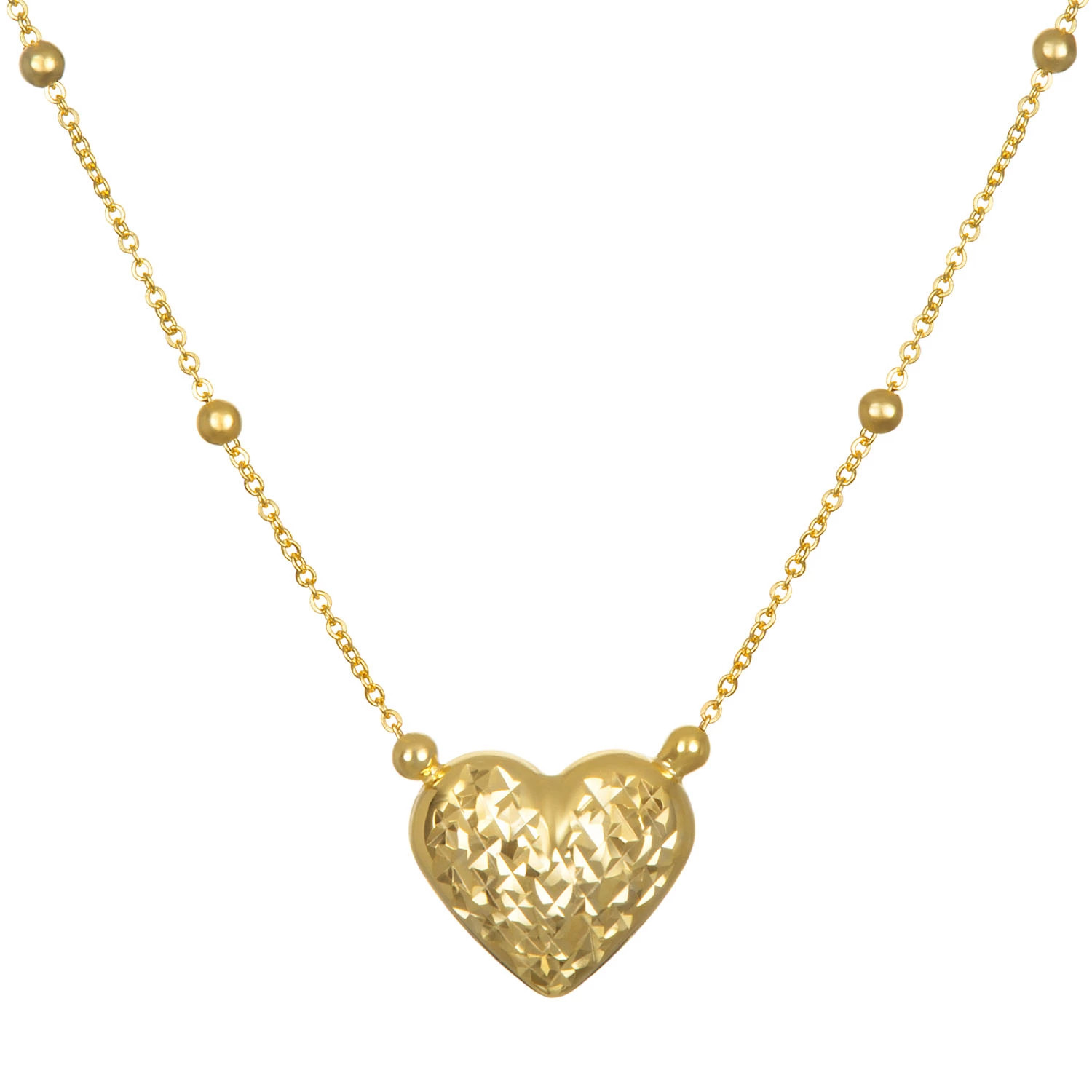 14K Yellow Gold Diamond Cut Reversible Heart Pendant | Sam's Club