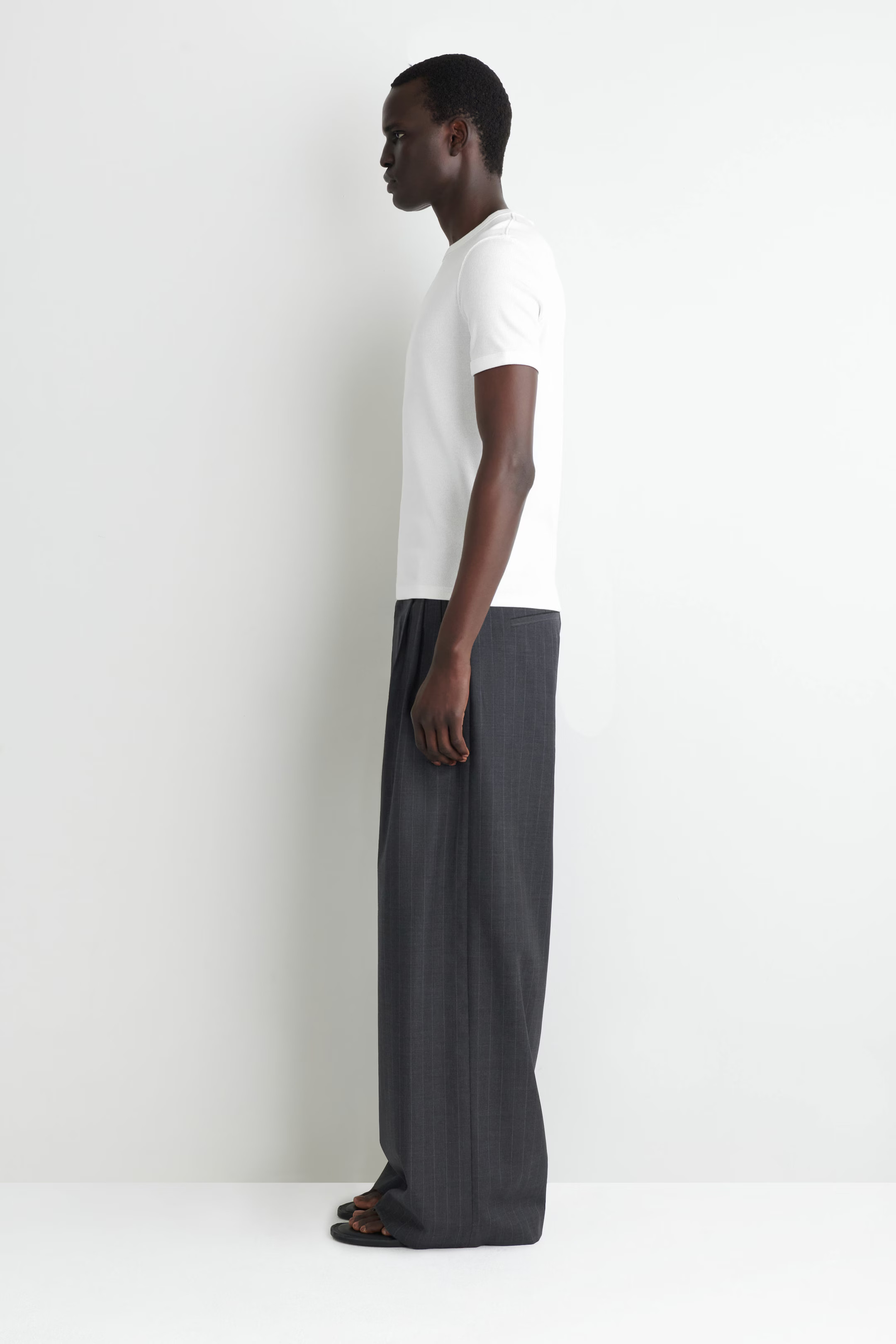 SLIM RIBBED COTTON T-SHIRT - WHITE | COS GB | COS UK