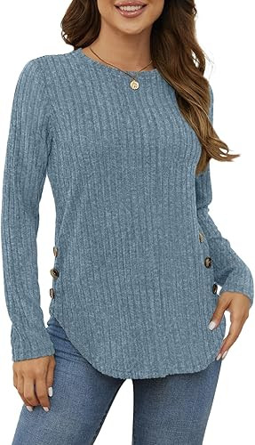 Yincro Women's Long Sleeve Fall Sweaters 2024 Lightweight Casual Crewneck Tunic Tops | Amazon (US)
