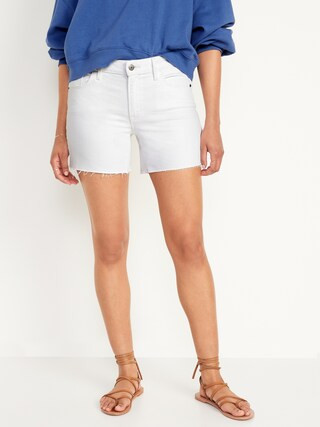 Mid-Rise White Cut-Off Jean Shorts -- 5-inch inseam | Old Navy (US)