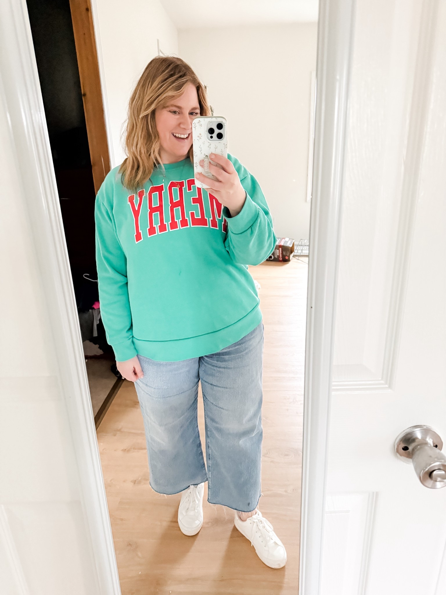 My sweatshirt is older so I linked similar.  Jeans are a 33 short  

#LTKMidsize #LTKHoliday #LTKSeasonal