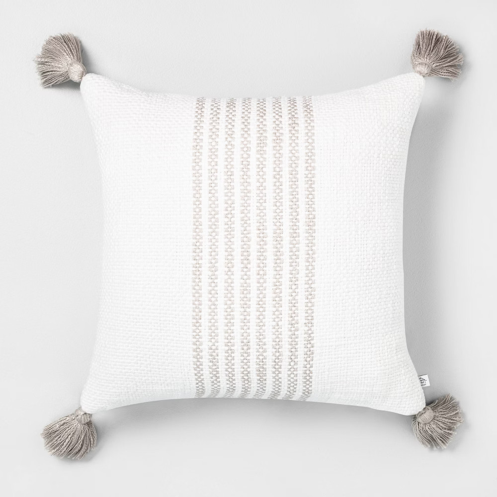 18x18 Center Stripes Throw Pillow Taupe - Hearth & Hand with Magnolia | Target