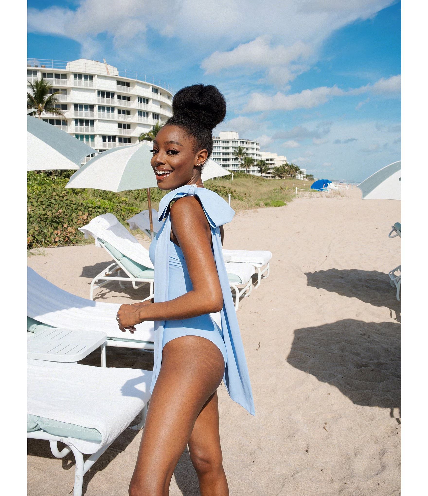x Venita Aspen Asymmetrical Bow Shoulder One Piece Swimsuit | Dillard's