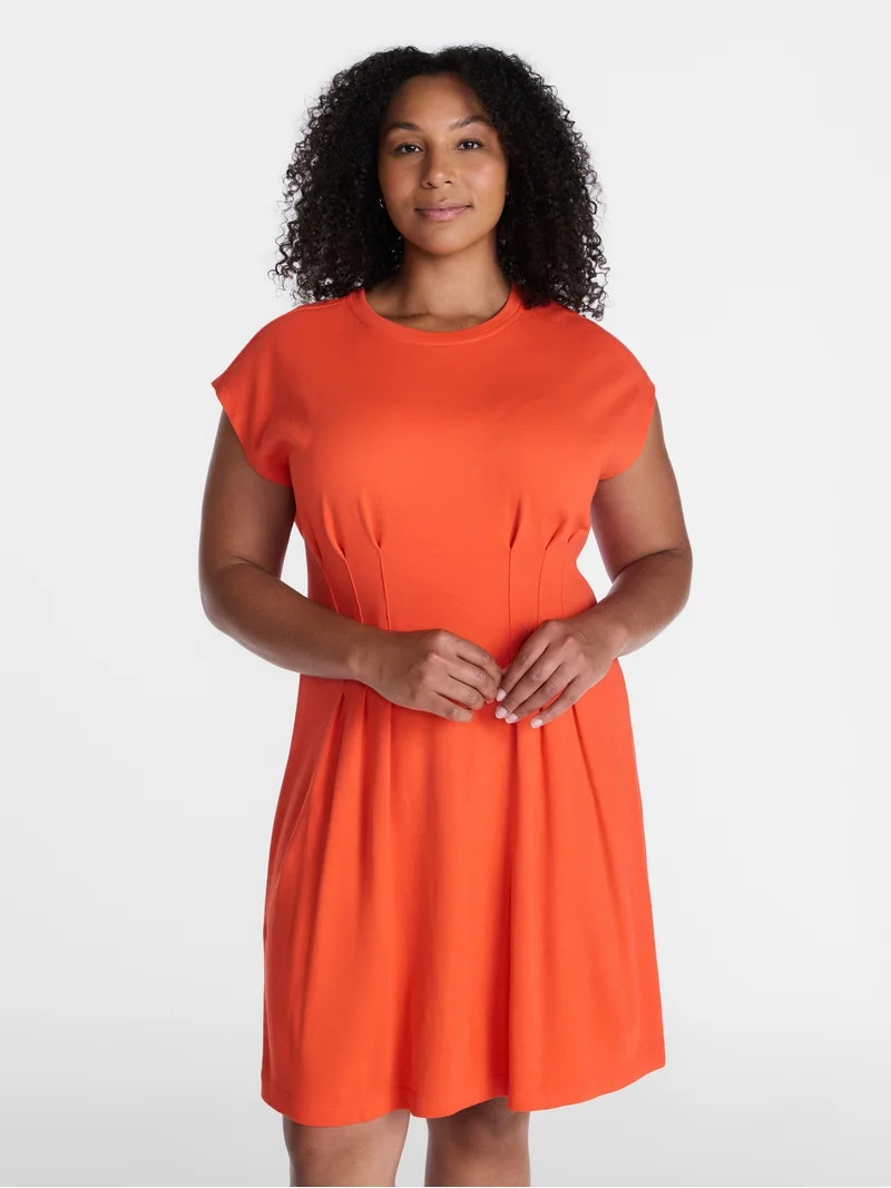 Time and Tru Women's Pleated Waist Cotton Mini Dress, Sizes XS-XXXL | Walmart (US)