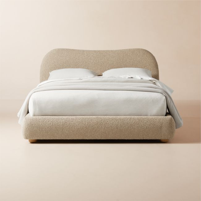 Diana Camel Brown Boucle Queen Bed by Ross Cassidy | CB2
