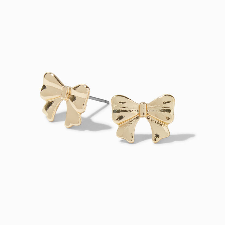 Gold-tone Bow Stud Earrings | Claire's (US)