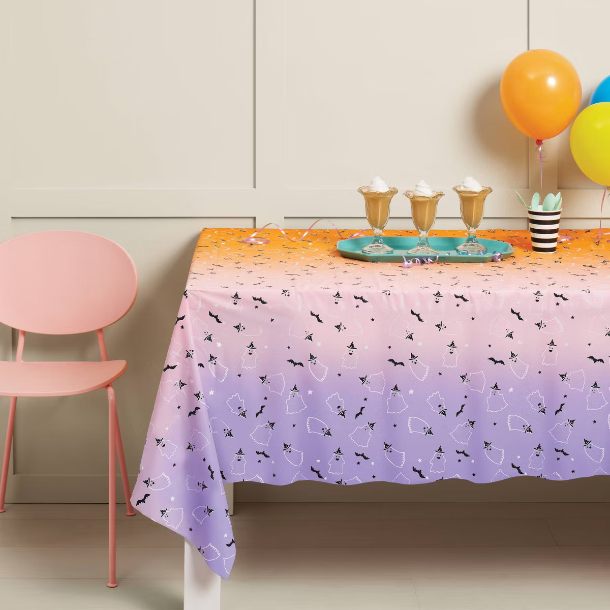 Halloween Ghost Witch Ombre Table Cover Orange/Purple - Spritz™ | Target