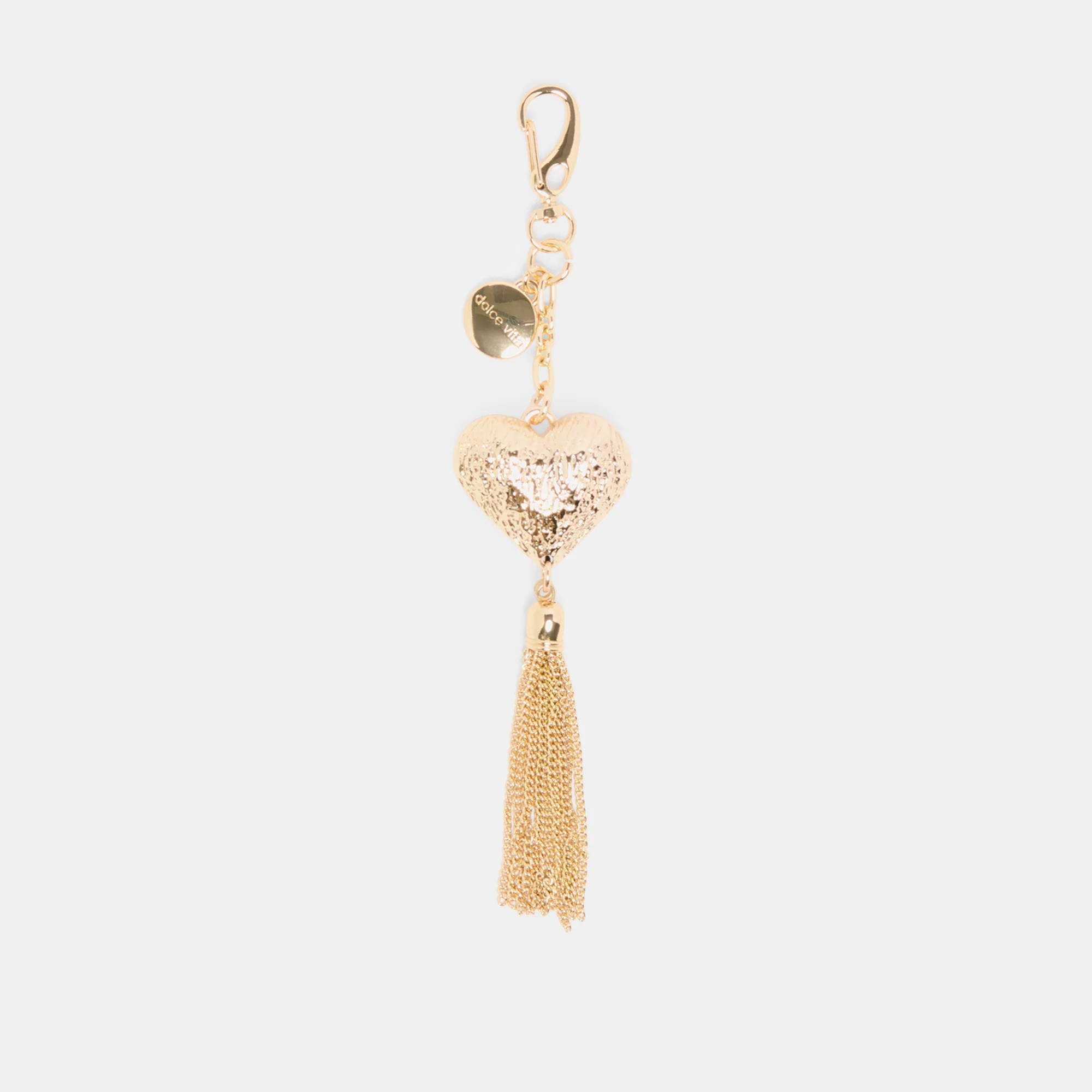 Heart Tassel Bag Charm Gold | DolceVita.com