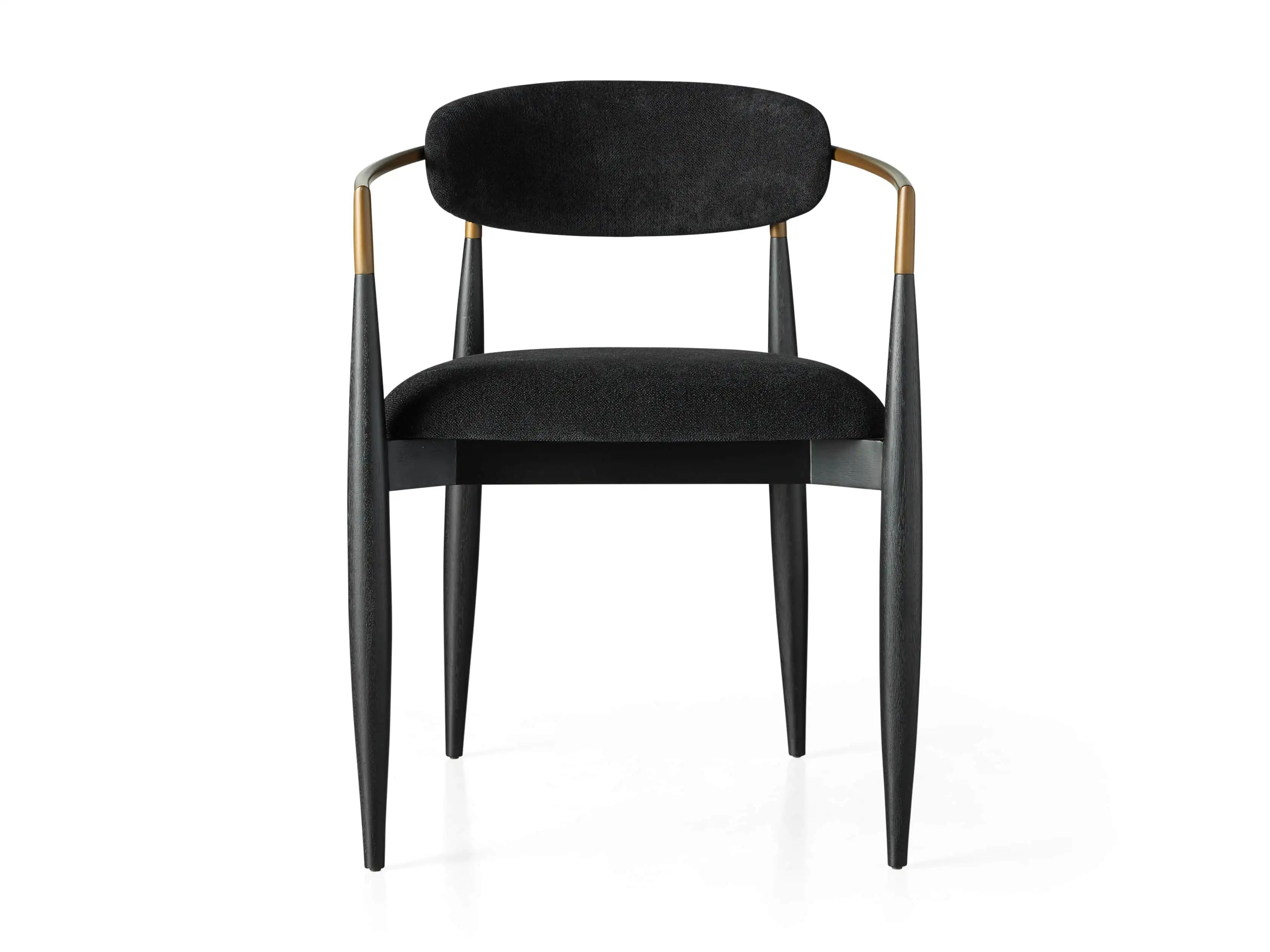 Jagger Dining Arm Chair in Black with Antique Brass | Arhaus