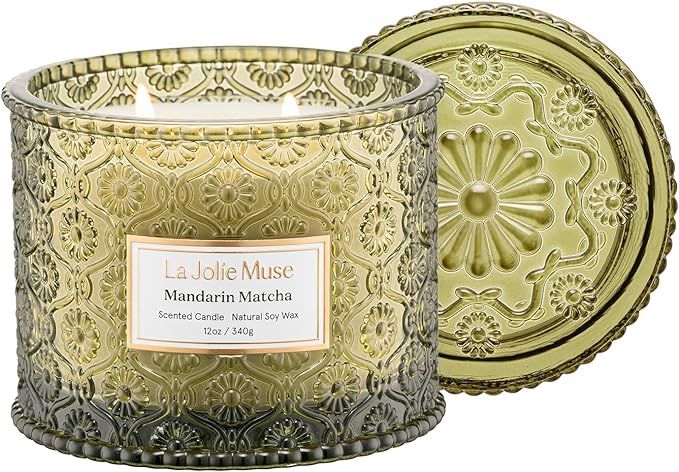 LA JOLIE MUSE Mandarin Matcha Scented Candle, Candles for Home Scented, Large 2-Wick Soy Candle, ... | Amazon (US)