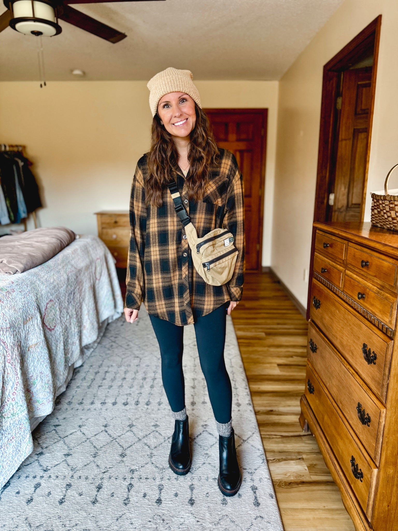 Wearing size small in my flannel and xs in my leggings. My boots are size 6.5 

#LTKSeasonal #LTKPetite #LTKFindsUnder100