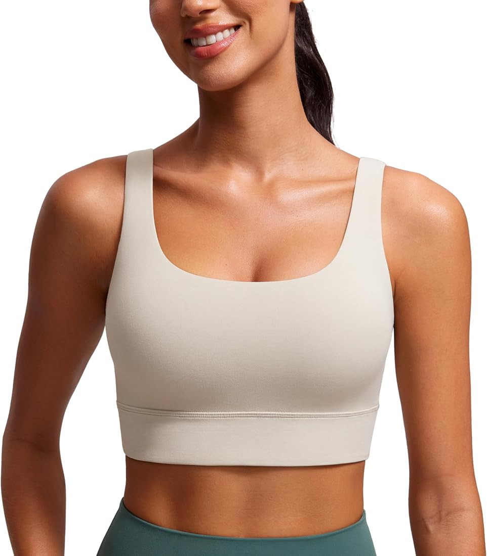 CRZ YOGA Butterluxe Womens U Back Sports Bra - Scoop Neck Padded Low Impact Yoga Bra Workout Crop... | Amazon (US)