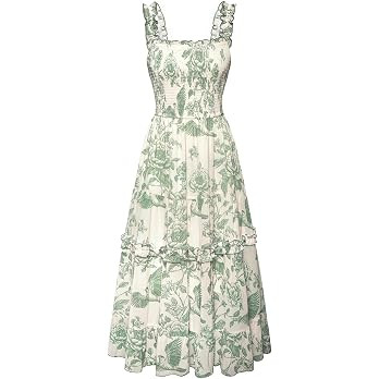 Women Summer Dresses 2026 Sundresses Sleeveless Midi Flowy Floral Dress Green L at Amazon Women... | Amazon (US)