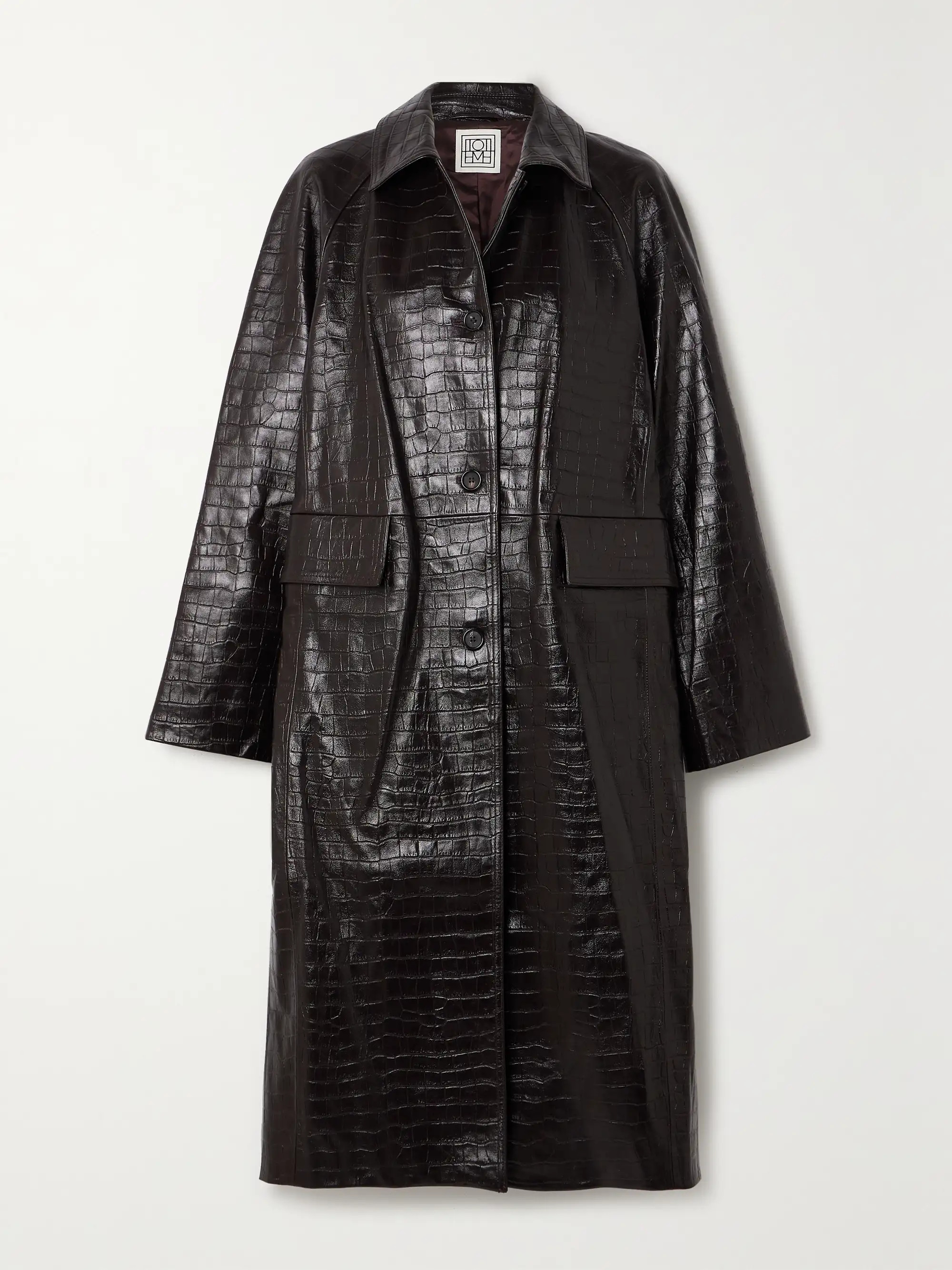 + NET SUSTAIN croc-effect leather coat | NET-A-PORTER (UK & EU)