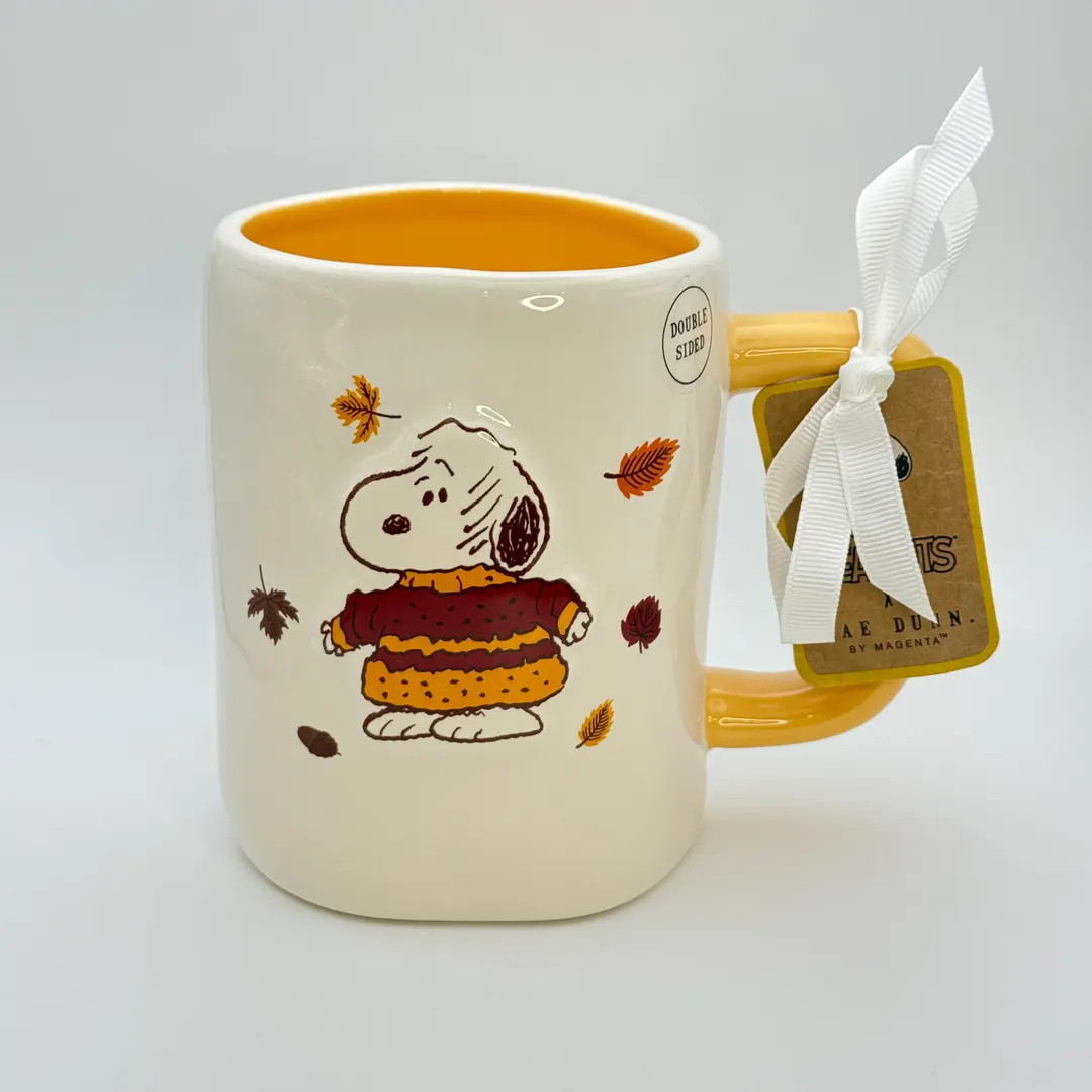 Snoopy Fall Mug by Rae Dunn | Sweater Weather Snoopy Fall Mug | Snoopy Cozied up in a Striped Aut... | Etsy (US)