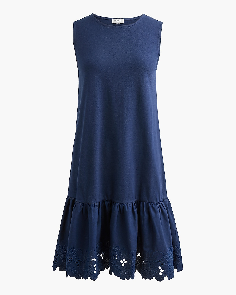 Mixed-media eyelet-hem mini shift dress | J.Crew Factory