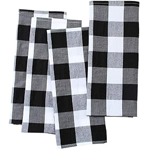Aneco 4 Pack Check Plaid Dish Towels Oversized 18 x 28 inches Cotton Kitchen Dish Towels Fast Dry... | Amazon (US)