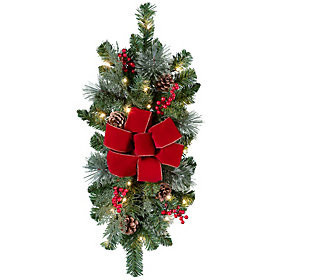 Haute Decor Classic 26"' Pre-Lit Berry & Pinecone Swag | QVC