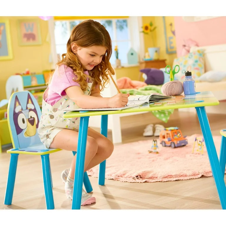 Bluey, Wooden Kids Table and 2 Chairs Set, 23.2 x 23.2 x 17.1 inches Bluey and Bingo Chairs, Pres... | Walmart (US)