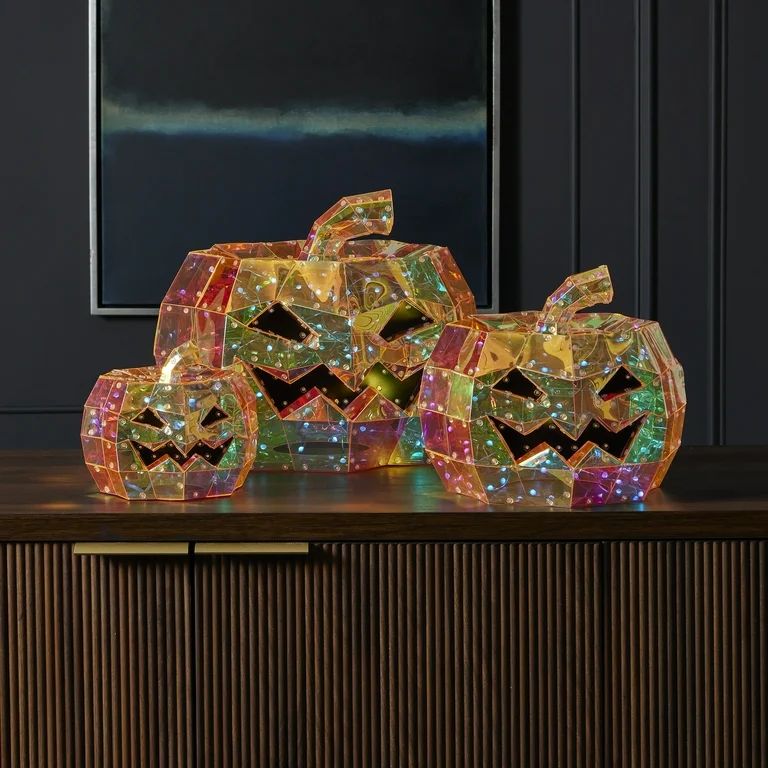 Seasonal LLC Halloween LED Light - Prismatic Iridescent Pumpkin Set of 3 (8", 12", 16") - Walmart... | Walmart (US)